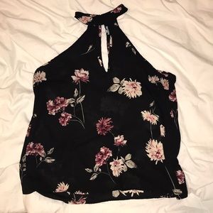 Sexy black floral shirt